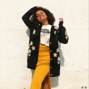 ban.do Black Floral Cardigan